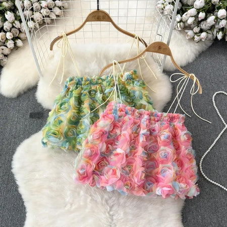 Reming 3D Floral Blouse - styled flat-lay shot, multicolour - Miss Mosa By Akanksha