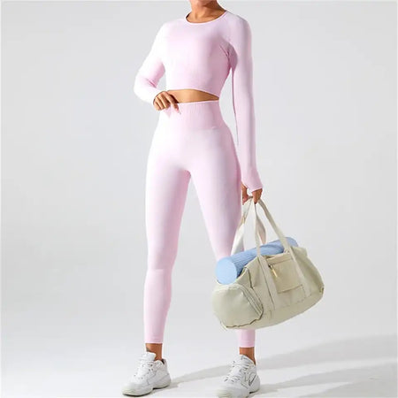 Remy Premium Activewear Set - full-length front shot on model, pink - Miss Mosa By Akanksha