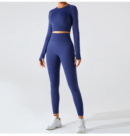 Remy Premium Activewear Set - full-length front shot on model, navy - Miss Mosa By Akanksha