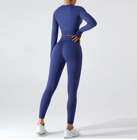 Remy Premium Activewear Set - back shot on model, navy - Miss Mosa By Akanksha