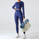 Remy Premium Activewear Set - full-length front shot on model, navy - Miss Mosa By Akanksha