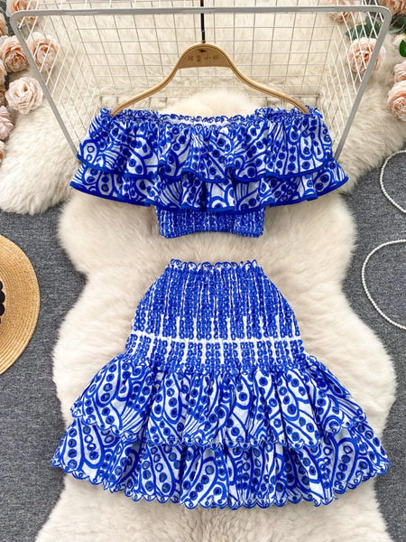 Rhodes Luxe Co-ord Set In Blue - styled flat-lay shot, blue - Miss Mosa By Akanksha