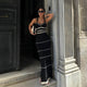 Rhodes Luxe Knit Dress - full-length shot on model, black - Miss Mosa By Akanksha