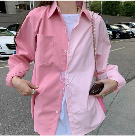 Rian Statement Two Tone Shirt - lifestyle shot on model, pink - Miss Mosa By Akanksha