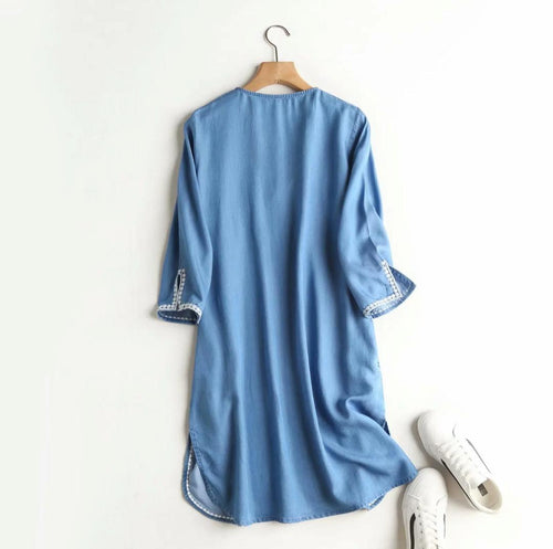 Riba Statement Summer Dress In Blue