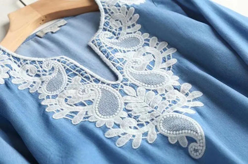 Riba Statement Summer Dress In Blue