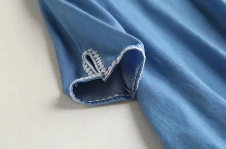 Riba Statement Summer Dress In Blue - close-up of cuff detail - Miss Mosa By Akanksha