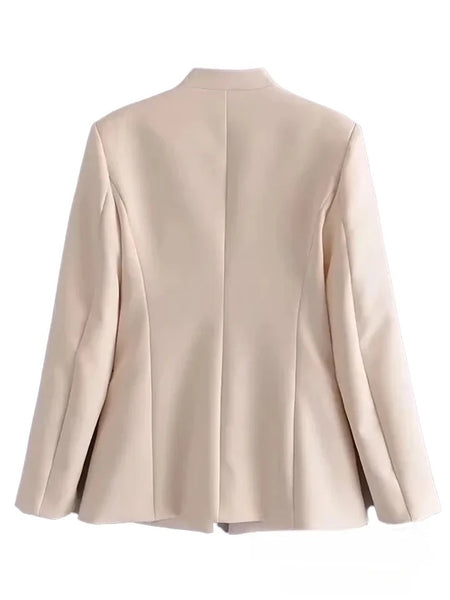 Ridley Premium Suit Set - Blazer and Pants - back flat-lay product shot, beige - Miss Mosa By Akanksha