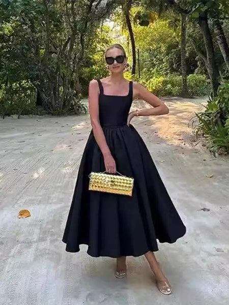 Rigata Holiday Statement Maxi Dress in Black - full-length shot on model, black - Miss Mosa By Akanksha