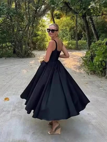 Rigata Holiday Statement Maxi Dress in Black - back shot on model, black - Miss Mosa By Akanksha