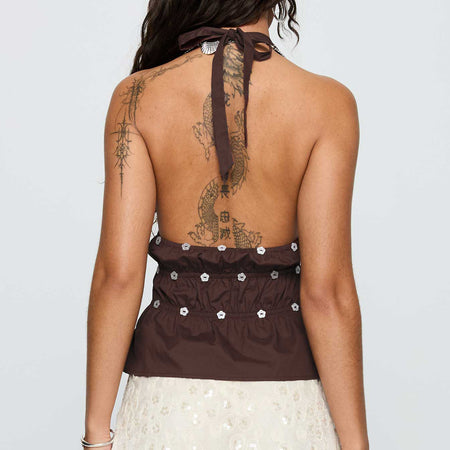 Riley Summer Top - back shot, brown - Miss Mosa By Akanksha