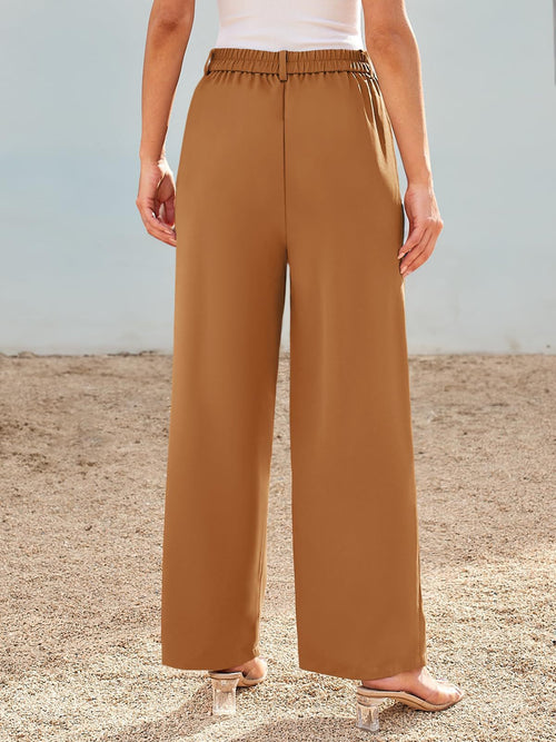Riley Wide Leg High Waist Pants In Brown