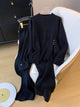 Rio Luxe Winter Coord Set - Tracksuit - flat-lay shot of coord set on hanger, black - Miss Mosa By Akanksha