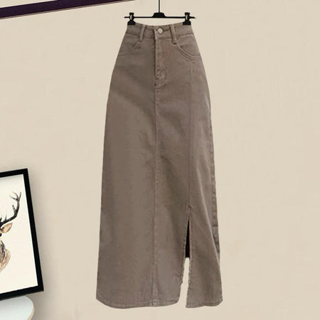 Ritsy Summer Coord Set of Top and Skirt In Brown - flat-lay product shot of the skirt on a hanger - Miss Mosa By Akanksha