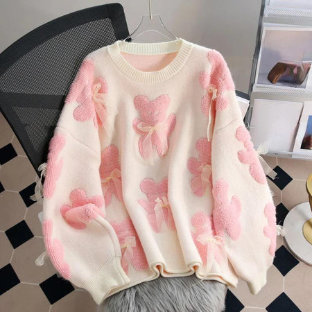 Riven Cute Woolen Sweater In Pink - front shot on hanger - Miss Mosa By Akanksha