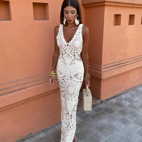 Riyo Luxe Soft Knit Resortwear Dress In White
