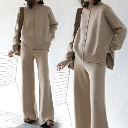 Robbie statement Tracksuit - side shot on model, beige - Miss Mosa By Akanksha