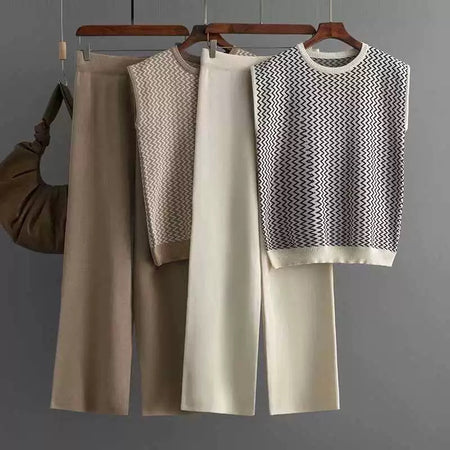 Robert Knitted Cotton Co-ord Set - front shot on hanger, multicolour - Miss Mosa By Akanksha