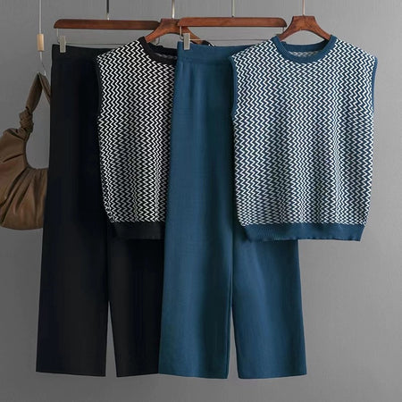 Robert Knitted Cotton Co-ord Set - front shot on hanger, multicolour - Miss Mosa By Akanksha