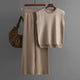 Robert Knitted Cotton Co-ord Set - front shot on hanger, beige - Miss Mosa By Akanksha