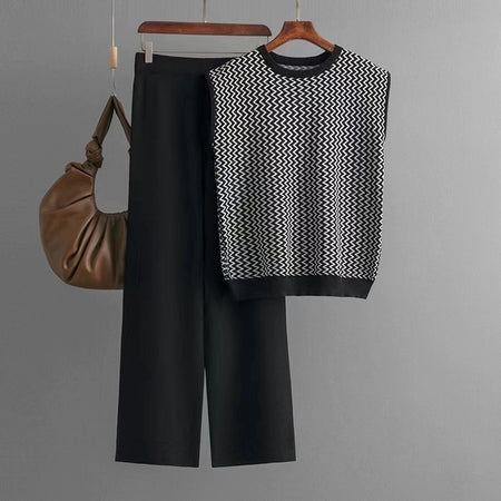 Robert Knitted Cotton Co-ord Set - front shot on hanger, black - Miss Mosa By Akanksha