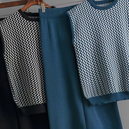 Robert Knitted Cotton Co-ord Set - close-up of knit fabric, multicolour - Miss Mosa By Akanksha