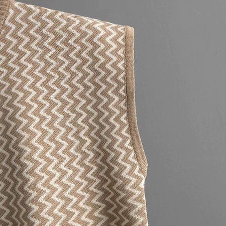 Robert Knitted Cotton Co-ord Set - close-up of knit fabric, beige - Miss Mosa By Akanksha