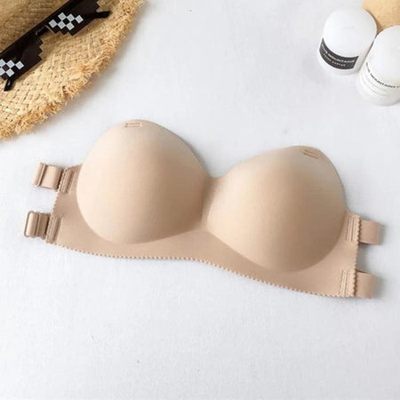 Roder Backless Seamless Bralettes - flat-lay product shot, nude - Miss Mosa By Akanksha