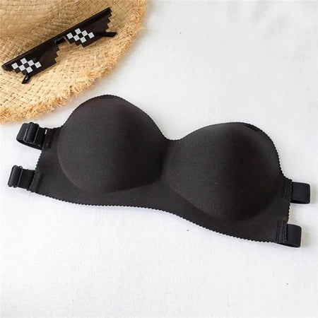 Roder Backless Seamless Bralettes - flat-lay product shot, black - Miss Mosa By Akanksha