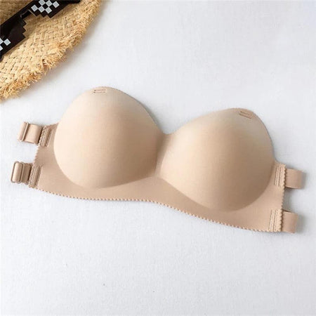 Roder Backless Seamless Bralettes - flat-lay product shot, nude - Miss Mosa By Akanksha