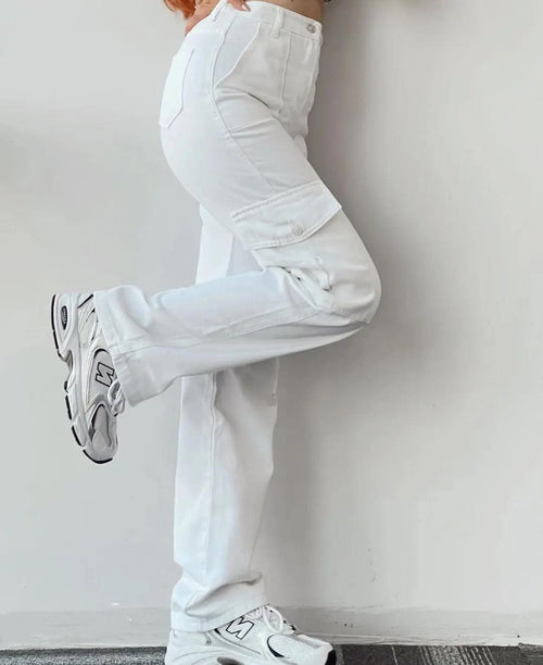 Roderno Cargo Statement Pants In Beige