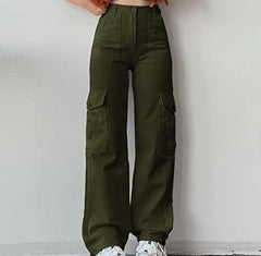 Roderno Cargo Statement Pants - full-length shot on model, green - Miss Mosa By Akanksha