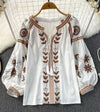 Roma Embroidered Summer Top In White - M