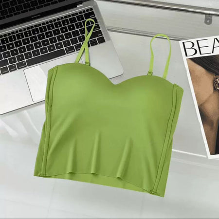 Rome Tank Tops with Inbuilt Bra - flat-lay product shot, green - Miss Mosa By Akanksha
