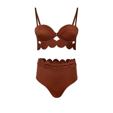 Romeo 2 pcs Swimsuit With Skirt - flat-lay shot, rust - Miss Mosa By Akanksha