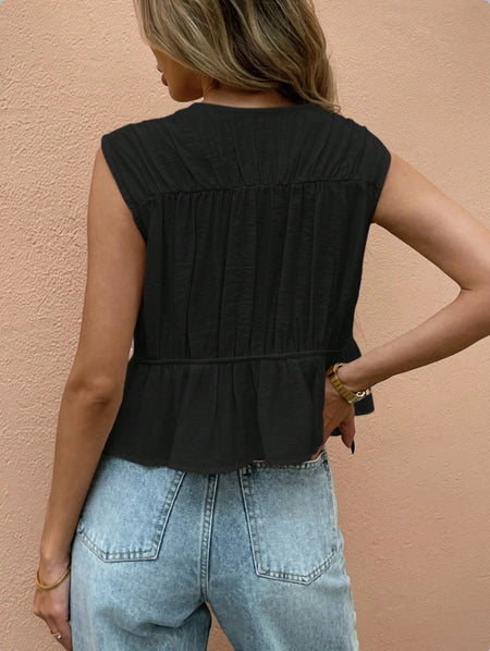 Romilly Knot Layered Top - back shot, black - Miss Mosa By Akanksha