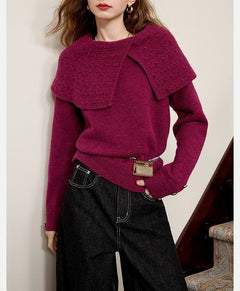 Romilly Woolen Sweater - front shot, magenta purple - Miss Mosa By Akanksha