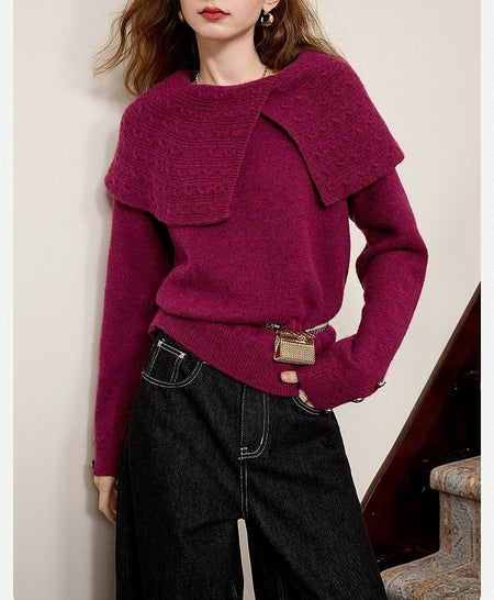 Romilly Woolen Sweater - front shot, magenta purple - Miss Mosa By Akanksha