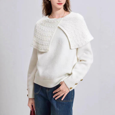 Romilly Woolen Sweater - front shot, white - Miss Mosa By Akanksha