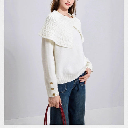 Romilly Woolen Sweater - side shot, white - Miss Mosa By Akanksha