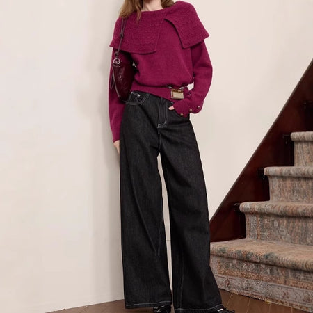 Romilly Woolen Sweater - full-length shot, magenta purple - Miss Mosa By Akanksha