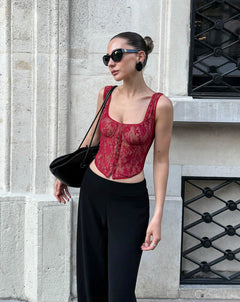 Romy Lace Crop Top - three-quarter shot, red - Miss Mosa By Akanksha