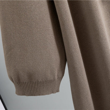 Romy Luxe Winter Dress With Cape - close-up of fabric detail, taupe - Miss Mosa By Akanksha