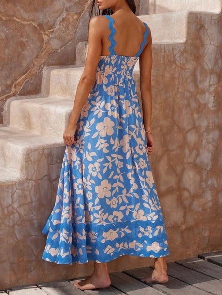 Rooz Summer Midi Dress in Blue - back shot on model, blue - Miss Mosa By Akanksha