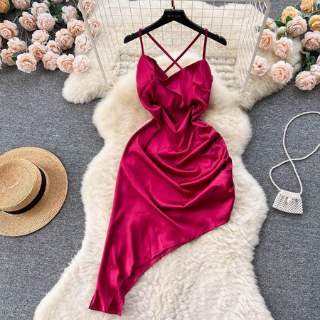 Rory Luxury Satin Dress - styled flat-lay shot, pink - Miss Mosa By Akanksha