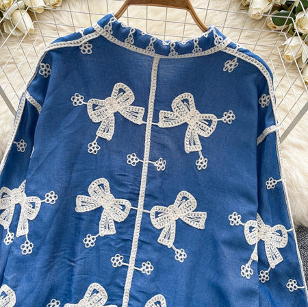Rory Premium Embroidered Cotton Shirts In Sky Blue - flat-lay back product shot of shirt - Miss Mosa By Akanksha