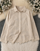 Rosa Premium Embroidered Cotton Shirts - flat-lay packshot, cream - Miss Mosa By Akanksha