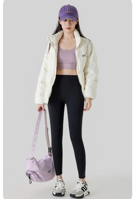 Rosa Slimming Premium Fleece Leggings - full-length front shot on model, black - Miss Mosa By Akanksha
