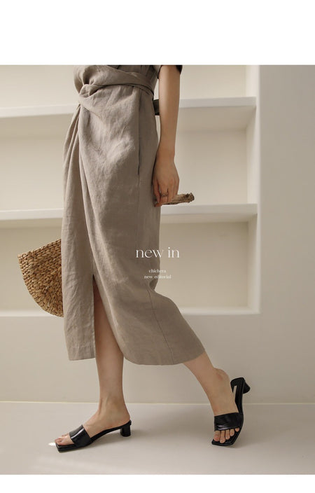 Rosaura Statement Midi Dress In Brown - full-length walking shot on model - Miss Mosa By Akanksha