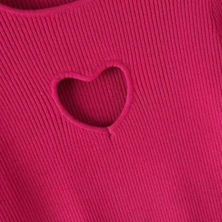 Roseline Heart Statement Top - close-up of heart cutout, pink - Miss Mosa By Akanksha